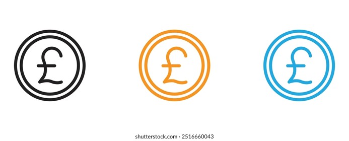 Pound Icon Thin line illustration set