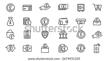 pound icon,pound symbol. set of pound line money concepts illustrations