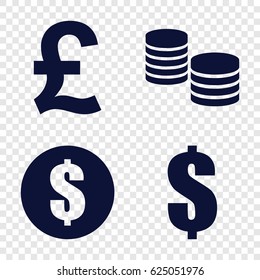 Pound icons set. set of 4 pound filled icons such as money, dollar