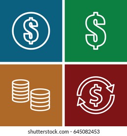 Pound icons set. set of 4 pound outline icons such as money, dollar