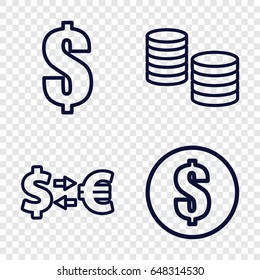 Pound icons set. set of 4 pound outline icons such as money, dollar