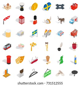 Pound icons set. Isometric style of 36 pound vector icons for web isolated on white background