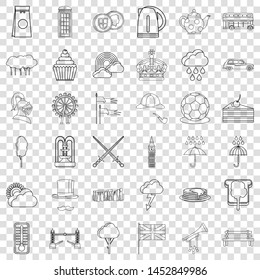 Pound icons set. Outline style of 36 pound vector icons for web for any design