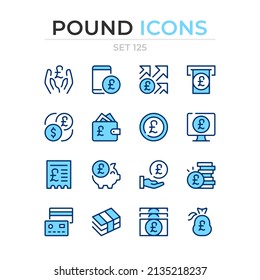 Pound icons. Vector line icons set. Premium quality. Simple thin line design. Modern outline symbols collection, pictograms.