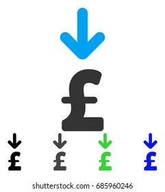 Pound Income flat vector pictogram. Colored pound income gray, black, blue, green icon variants. Flat icon style for application design.