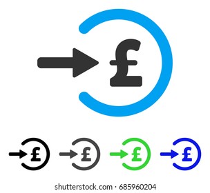 Pound Income flat vector pictograph. Colored pound income gray, black, blue, green icon versions. Flat icon style for web design.