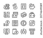 Pound line icons set. Modern graphic design concepts, simple outline elements collection. Vector line icons