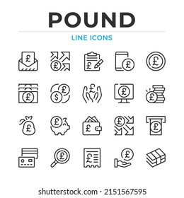 Pound line icons set. Modern outline elements, graphic design concepts, simple symbols collection. Vector line icons