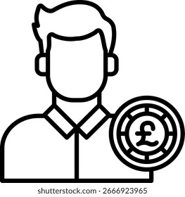 Diseño de icono de Vector de línea de libra