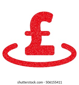 Pound Location grainy textured icon for overlay watermark stamps. Flat symbol with dust texture. Dotted vector red ink rubber seal stamp with grunge design on a white background.