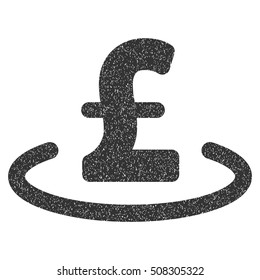 Pound Location grainy textured icon for overlay watermark stamps. Flat symbol with scratched texture. Dotted vector gray ink rubber seal stamp with grunge design on a white background.