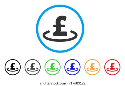 Pound Location rounded icon. Style is a flat pound location grey symbol inside light blue circle with black, gray, green, blue, red, orange color versions.