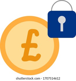 pound lock vector illustration icon flat design
