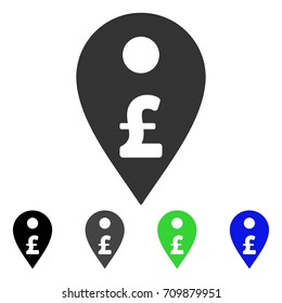 Pound Map Marker icon. Vector illustration style is a flat iconic pound map marker symbol with black, grey, green, blue color versions. Designed for web and software interfaces.