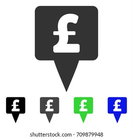 Pound Map Pointer icon. Vector illustration style is a flat iconic pound map pointer symbol with black, grey, green, blue color versions. Designed for web and software interfaces.