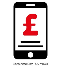 Pound Mobile Payment vector pictogram. Illustration style is a flat iconic bicolor intensive red and black symbol on white background.