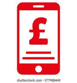 Pound Mobile Payment vector pictogram. Illustration style is a flat iconic red symbol on white background.