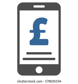 Pound Mobile Payment vector pictogram. Illustration style is a flat iconic bicolor cobalt and gray symbol on white background.