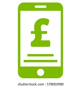 Pound Mobile Payment vector pictograph. Illustration style is a flat iconic eco green symbol on white background.