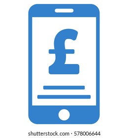 Pound Mobile Payment vector pictograph. Illustration style is a flat iconic cobalt symbol on white background.