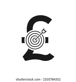 Pound money target icon concept isolated on white background. Vector illustration