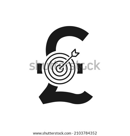 Pound money target icon concept isolated on white background. Vector illustration