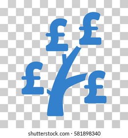 Pound Money Tree vector pictogram. Illustration style is a flat iconic cobalt symbol on a transparent background.
