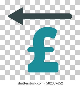 Pound Moneyback vector icon. Illustration style is a flat iconic bicolor soft blue symbol on a transparent background.
