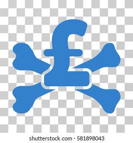 Pound Mortal Debt vector pictogram. Illustration style is a flat iconic cobalt symbol on a transparent background.