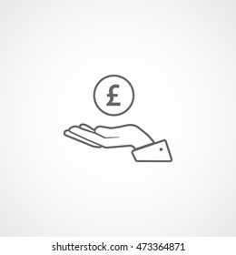 Pound On Hand Line Icon On White Background