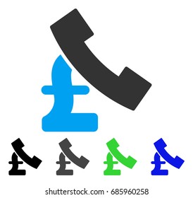 Pound Pay Phone flat vector pictograph. Colored pound pay phone gray, black, blue, green icon variants. Flat icon style for web design.