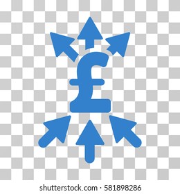 Pound Payment Broker vector icon. Illustration style is a flat iconic cobalt symbol on a transparent background.