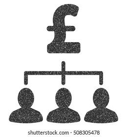Pound Payment Relations grainy textured icon for overlay watermark stamps. Flat symbol with unclean texture. Dotted vector gray ink rubber seal stamp with grunge design on a white background.