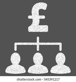 Pound Payment Relations grainy textured icon for overlay watermark stamps. Flat symbol with dust texture. Dotted vector white ink rubber seal stamp with grunge design on a gray background.