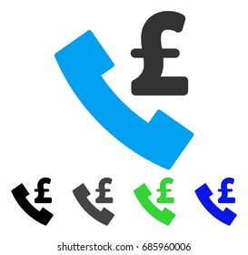Pound Payphone flat vector pictogram. Colored pound payphone gray, black, blue, green pictogram variants. Flat icon style for application design.