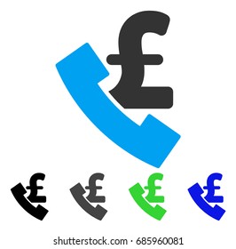 Pound Payphone flat vector pictogram. Colored pound payphone gray, black, blue, green icon variants. Flat icon style for application design.