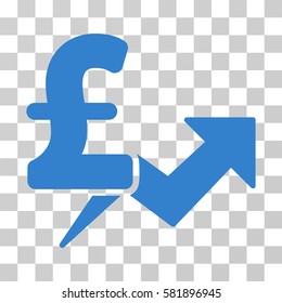 Pound Price Growth vector icon. Illustration style is a flat iconic cobalt symbol on a transparent background.