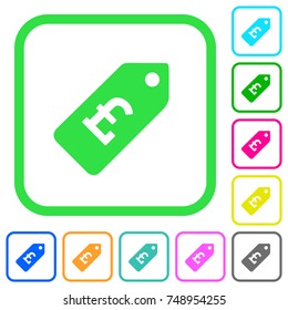 Pound price label vivid colored flat icons in curved borders on white background