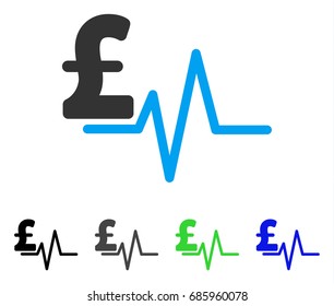 Pound Pulse flat vector illustration. Colored pound pulse gray, black, blue, green icon versions. Flat icon style for application design.