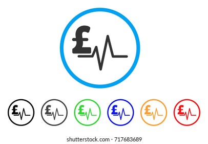 Pound Pulse rounded icon. Style is a flat pound pulse gray symbol inside light blue circle with black, gray, green, blue, red, orange color versions. Vector designed for web and software interfaces.