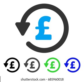 Pound Rebate flat vector illustration. Colored pound rebate gray, black, blue, green pictogram versions. Flat icon style for graphic design.