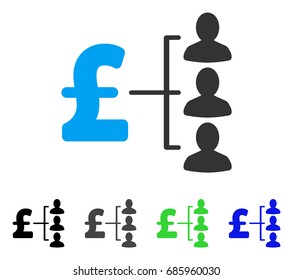 Pound Recipients flat vector illustration. Colored pound recipients gray, black, blue, green icon versions. Flat icon style for web design.