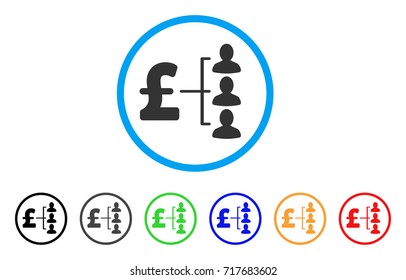 Pound Recipients rounded icon. Style is a flat pound recipients gray symbol inside light blue circle with black, gray, green, blue, red, orange versions.