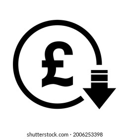 Pound Reduction Symbol, Cost Decrease Icon. Reduce Debt Bussiness Sign Vector Illustration .