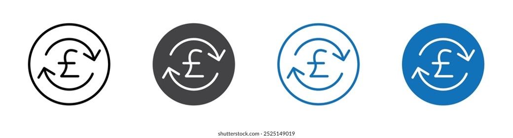Icono del reembolso de la libra aislado en el sistema de Vector del fondo blanco