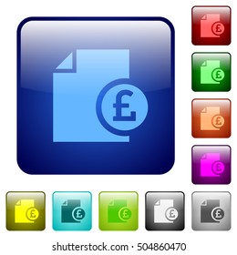 Pound report color glass rounded square button set