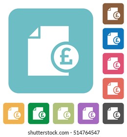Pound report white flat icons on color rounded square backgrounds