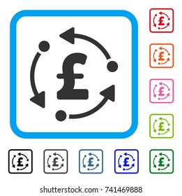 Pound Rotation icon. Flat gray pictogram symbol inside a light blue rounded rectangular frame. Black, gray, green, blue, red, orange color versions of Pound Rotation vector.