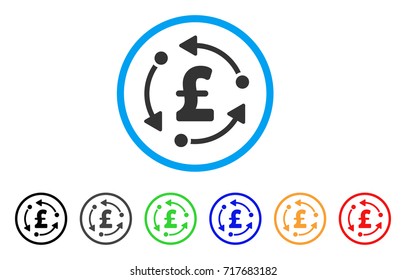 Pound Rotation rounded icon. Style is a flat pound rotation gray symbol inside light blue circle with black, gray, green, blue, red, orange color versions.