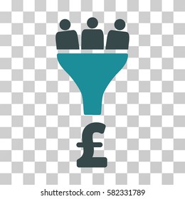 Pound Sales Funnel vector pictograph. Illustration style is a flat iconic bicolor soft blue symbol on a transparent background.